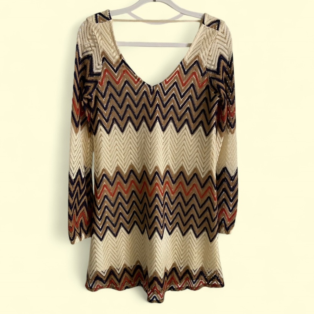 Full Tilt Beige Bohemian Fitted Knee-Length Dress Women’s Size Small‎
